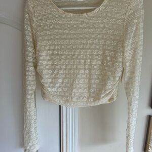 Altar'd State Cream Lace crop Long Sleeve Top size medium